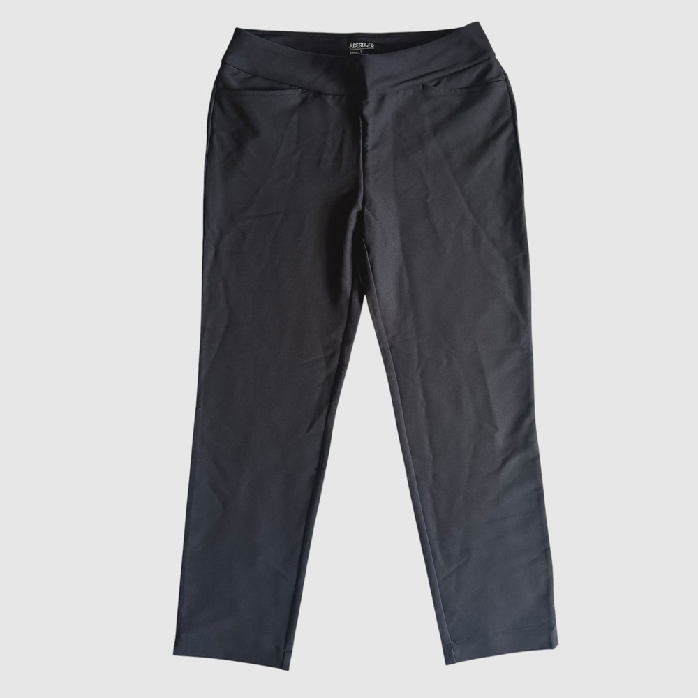 Acegolfs Womens Black Pull On Golf Pants UPF 50+ Stretch L NWT athleisure Sporty